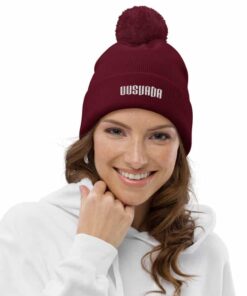 pom pom beanie burgundy front 61716efe8410a